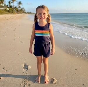 Old Navy Retro Rainbow Stripe Play Romper